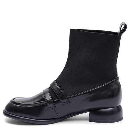 Maciejka Leather Sock Ankle Boots With Buckle Black K7766-01/00-7