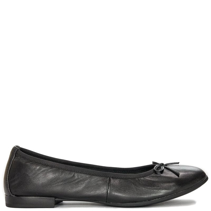 Tamaris Baleriny damskie skórzane Black czarne