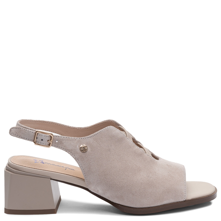 Maciejka Suede Block Heel Sandals Beige K7521-22/00-1