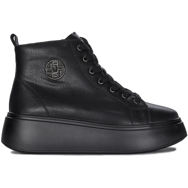 Filippo Leather Platform Ankle Boots With Zip And Laces Black DBT6338/25 BK