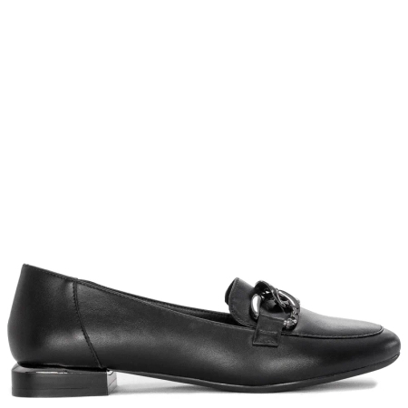 Sergio Leone Women's loafers with a chain Black PU Moccasins