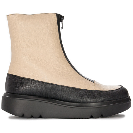 Wonders Botki Damskie Skórzane Na Platformie Wild Negro Cream