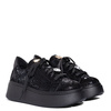 Maciejka Leather Platform Black Sneakers With Jewel Sharm 6191W-02/00-8