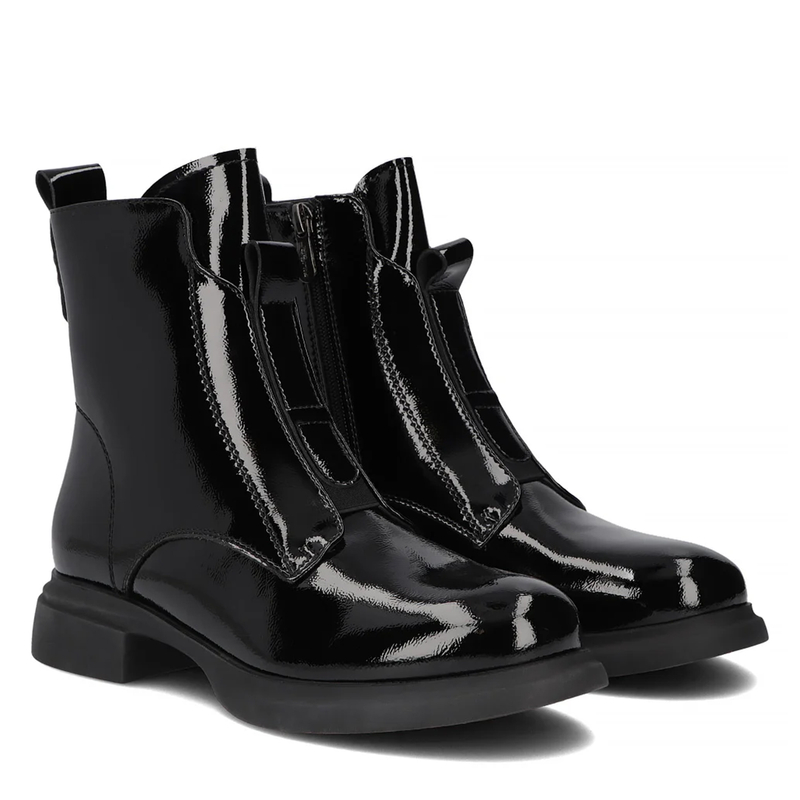 Filippo Lakierowane Botki Z Zamkiem Czarne DBT6540-25-BK