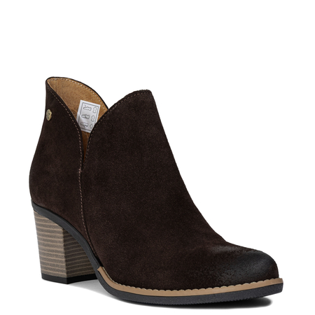Maciejka Chocolate Suede Block Heel Ankle Boots with V-Cut  04492-100/00-5