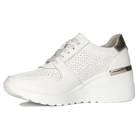 S.Barski Sneakersy damskie na platformie biało-złote