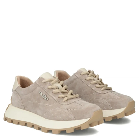 Filippo Skórzane Sneakersy Damskie Na Platformie Beżowe DP7498-26-BE
