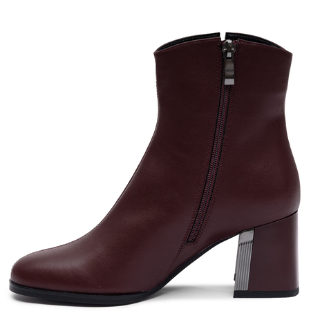 Maciejka Elegant Insulated Leather Ankle Boots Block Heel Burgundy K7203-23/00-8