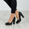 Maciejka Leather Pumps on Block Heel and Platform Black 02629-43-00-1