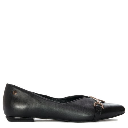 Maciejka Leather Ballerinas With Decorative Buckle Black 05934-01/00-1