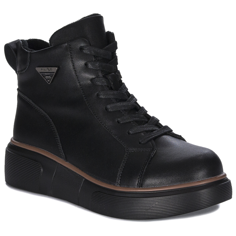 Filippo Women's Leather Ankle Boots on a Platform, Insulated, Black