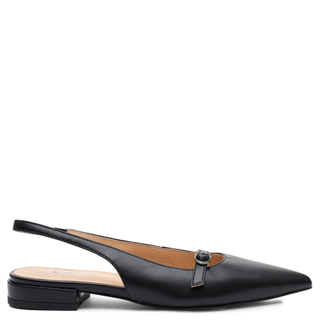Maciejka Leather Slingback Flats Pointed-Toe Black K7449-01/00-1