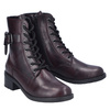 Rieker Lace-Up Ankle Boots Side-Zip Block Heel Burgundy 75431-35-RED