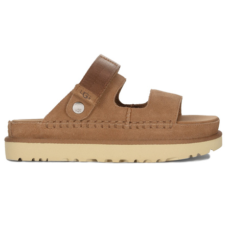 UGG Klapki Damskie Skórzane Na Platformie Chestnut