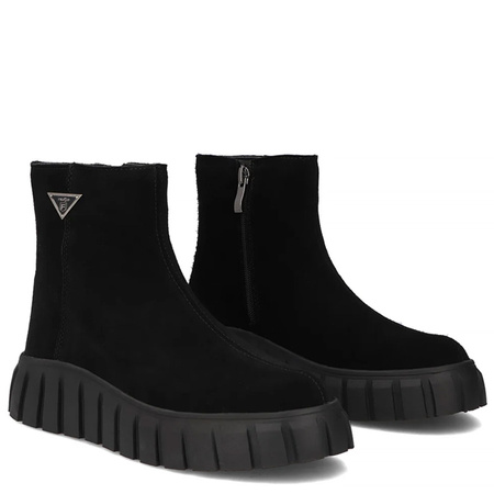 Filippo Women's Suede Platform Ankle Boots Side-Zip Black DBT6301-25-BK