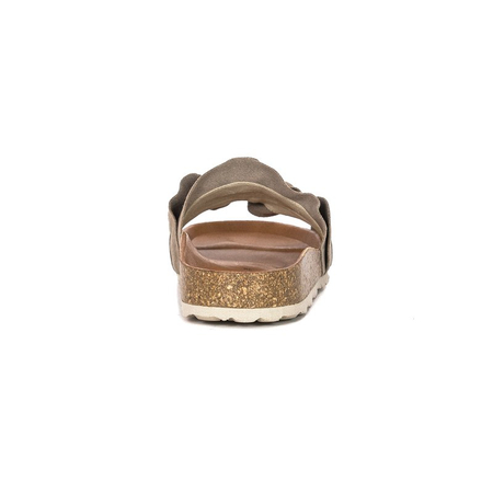 Verbenas Rocio Suede Leather Ruffle Slides Beige ROCIO-SER-VOL