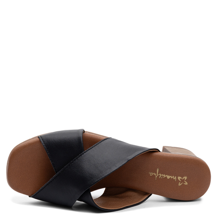 Maciejka Leather Mules On Block Heel Elegant Black E7390-01/00-1