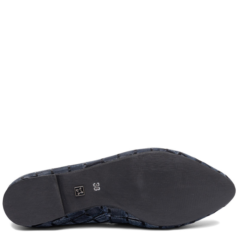 Maciejka Leather Ballet Flats Crocodile Texture Navy Blue 4100W-19/00-8