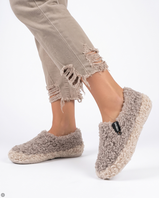 Verbenas Yecla Women's Slippers Cozy Warm Beige YECLA-CURLY-CA-BE