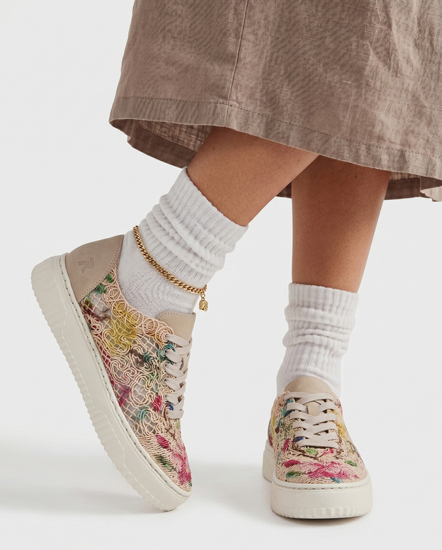 Rieker Wielokolorowe Sneakersy Damskie Ażurowe Tekstylne N9919-91