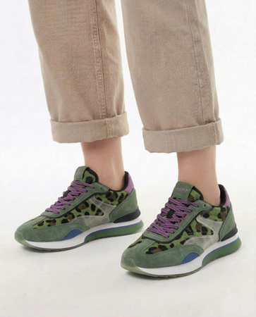 Hoff Skórzane w Panterkę Sneakersy Damskie Zielone 22503002