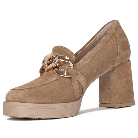 Pumps shoes for women Inofio leather Beige suede