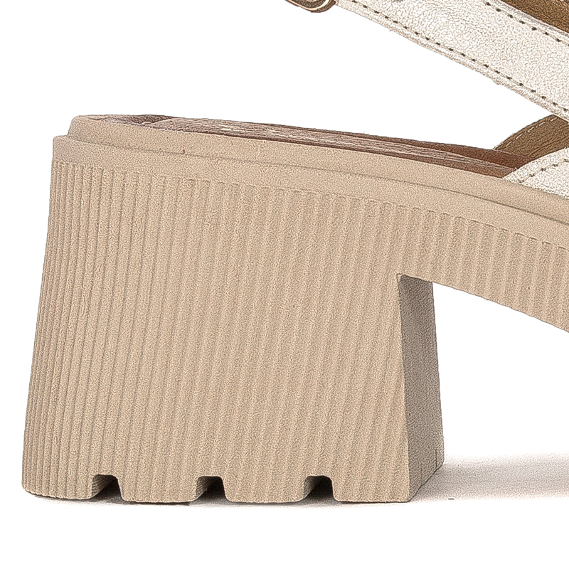 Maciejka Sandały Damskie Platforma Beż Przecierka Złoto