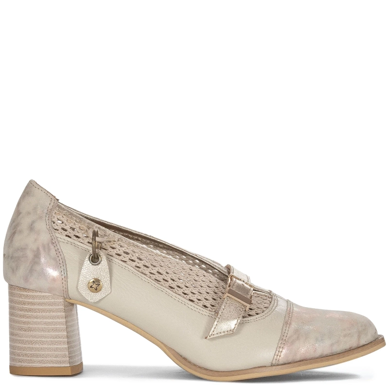 Maciejka Women's Shoes Light Beige + Gold