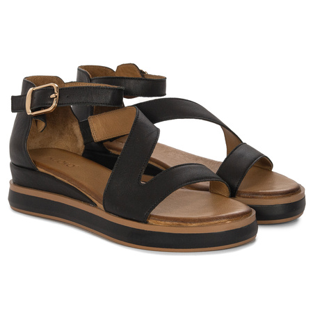  Inuovo Women's Leather Platform Sandals Black