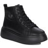 Filippo Women's Platform Leather Ankle Boots Black