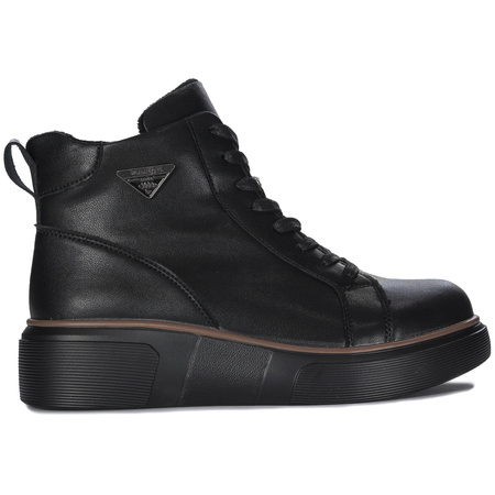 Filippo Women's Leather Ankle Boots on a Platform, Insulated, Black