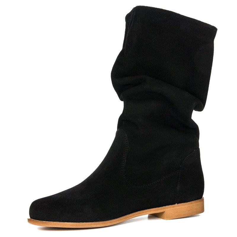 Maciejka Velour Slip-On Knee-High Boots Black 05057-01/00-6