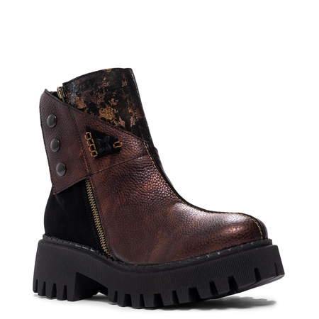 Maciejka Avant-Garde Ankle Boots Platform Double-Zip Metallic Bronze 06140-02/00-8