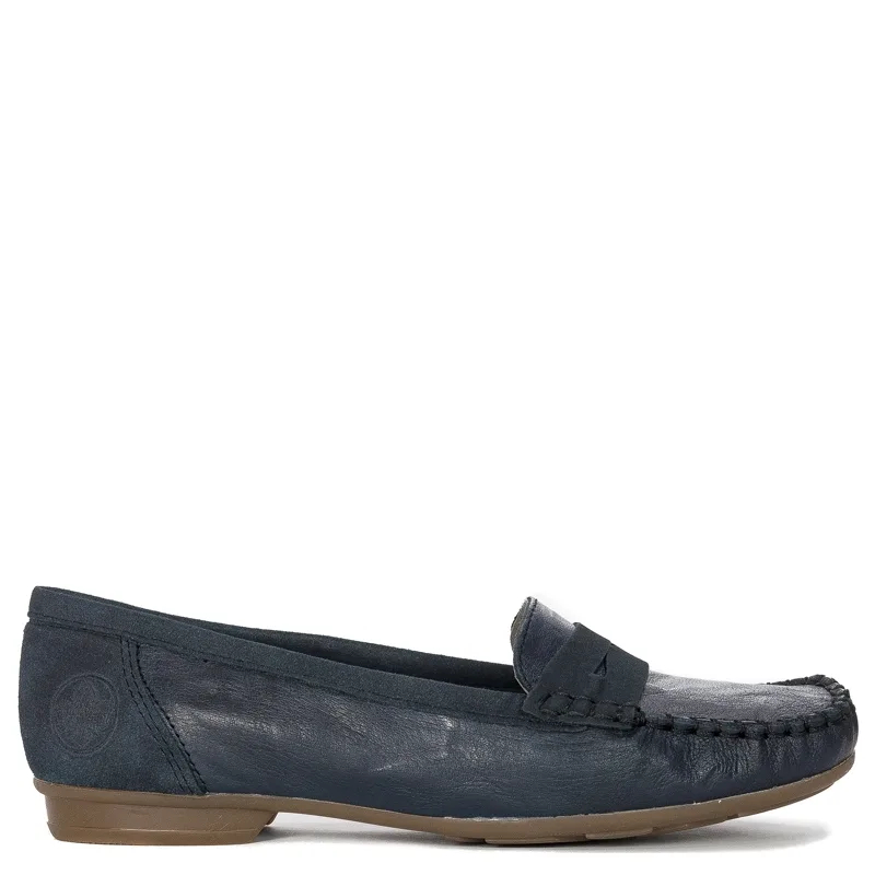 Rieker Women's moccasins leather pazifik navy blue