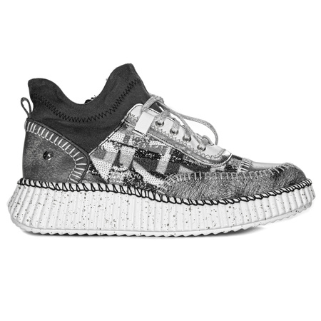 Maciejka Półbuty sneakersy damskie skórzane popielate