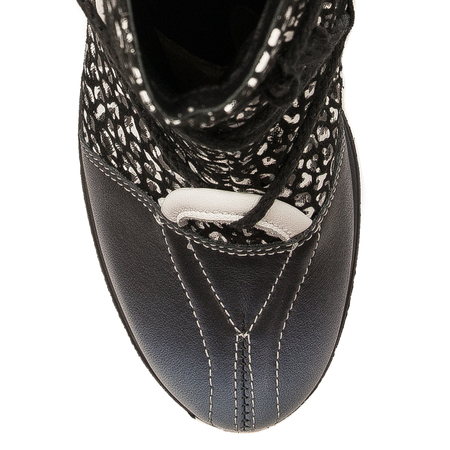 Maciejka Avant-Garde Leather Ankle Boots Block Heel Black Blue 05605-01/00-7