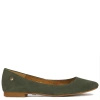 Maciejka Leather Ballet Flats Almond Toe Flat Heel Olive 04100-45/00-8