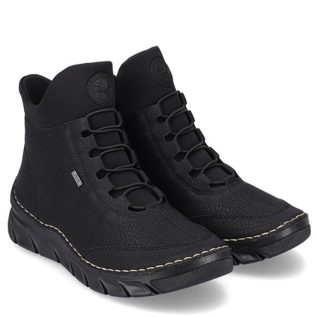 Rieker Comfortable Ankle Boots With Elastic Lacing Women's Black 55069-00-BLACK