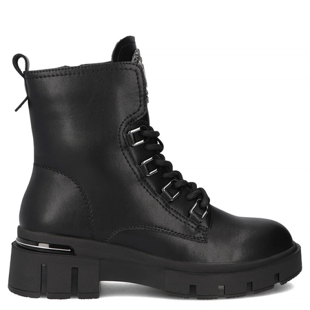Filippo Women’s Leather Platform Combat Boots Warm Lining Black DBT652125BK