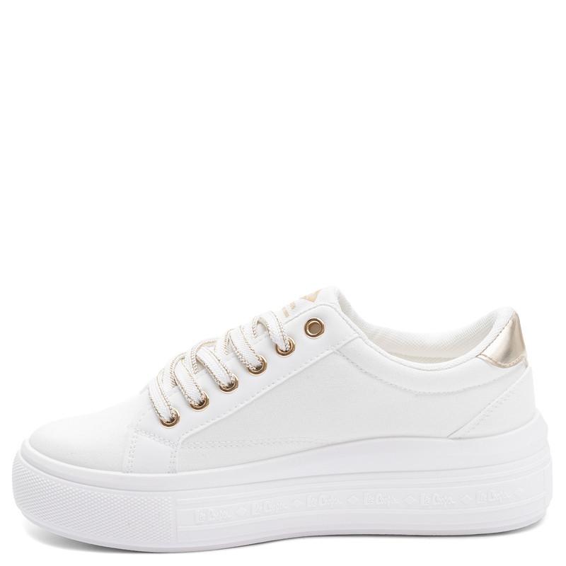 Lee Cooper Białe Trampki Na Platformie Sneakersy Damskie Złote Detale LCW-26-44-4478L