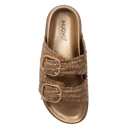 Inuovo Women's Leather Flip-Flops Gold