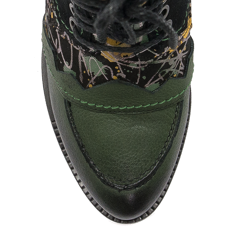 Maciejka Women's High Heel Ankle Boots, Natural Leather, Green - Black 06160-01/00-7