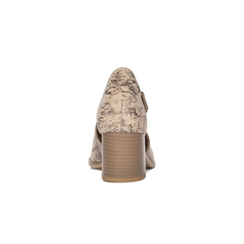 Maciejka leather cutout pumps on block heel 6 cm beige-gold 04962-43/00-5