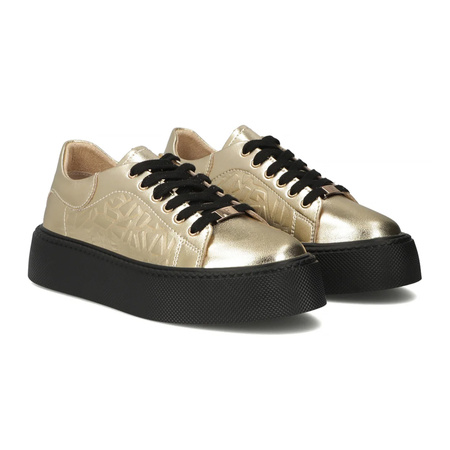 Filippo Gold Leather Sneakers