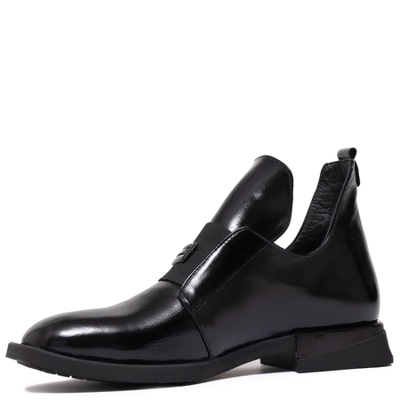 Boccato Botki Damskie Lakierowane Botki Wsuwane Czarne 049-1738SA-102T