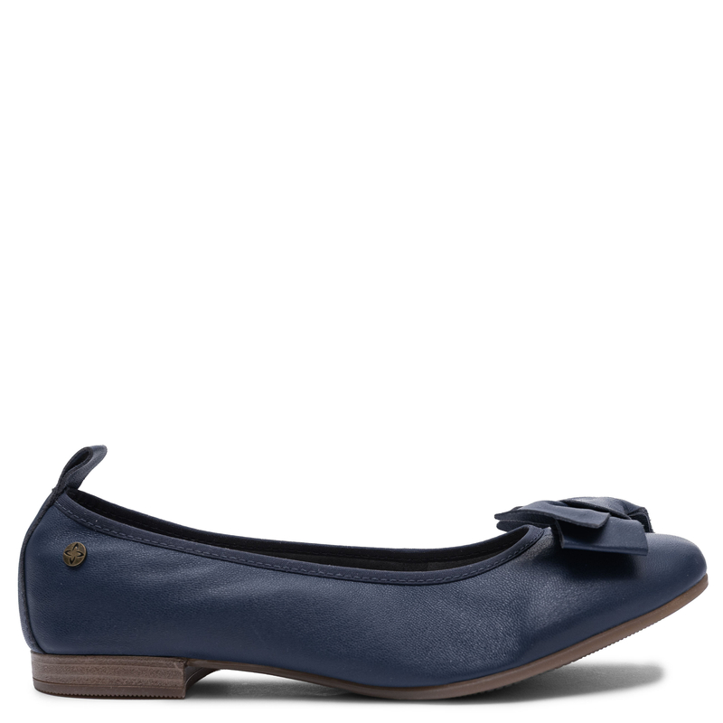 Maciejka Leather Ballerinas With Bow Flat Navy P6802-17/00-0