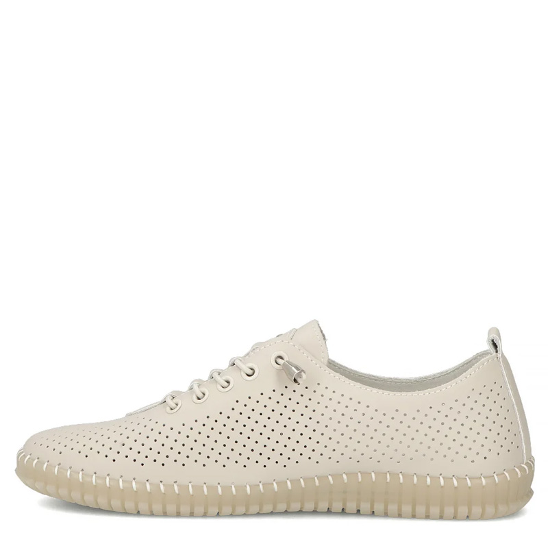 Filippo Leather Perforated Lace-Up Sneakers Beige DP6140-26-BE