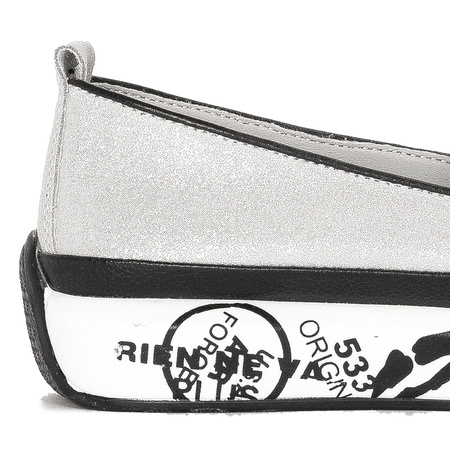 S.Barski Women's Low shoes Leather Silver