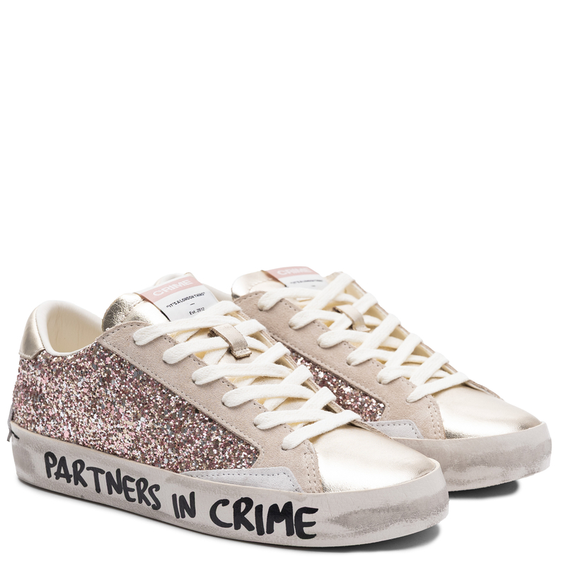 Crime London Leather Glitter Sneakers Pink 20008PP7.26