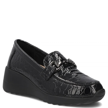 Filippo Patent Croco Wedge Loafers Horsebit Black DP8101-26-BK